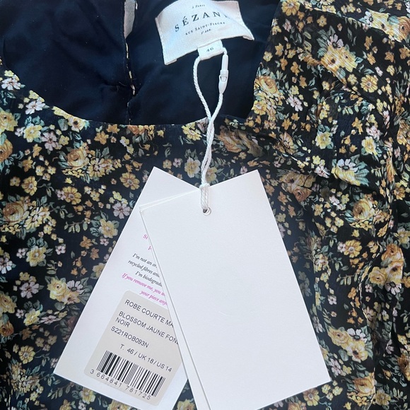 Sezane Black Floral Mini Dress - Picture 7 of 7